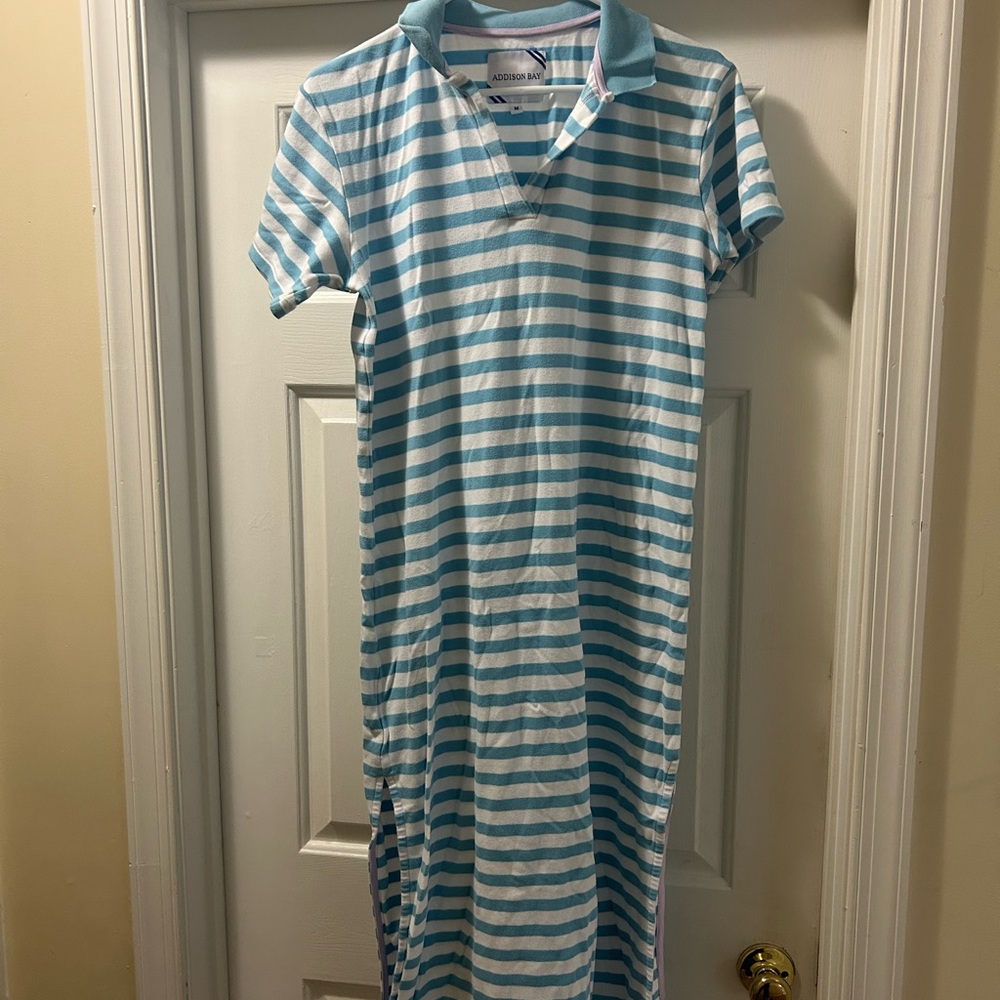 Addison Bay Aqua and White Striped Dress